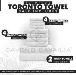 Gaveno Cavailia 10 Piece Toronto Towel Bale Set White Premier Super Soft And Quick Obsorbent Bath Towel - thumbnail 2
