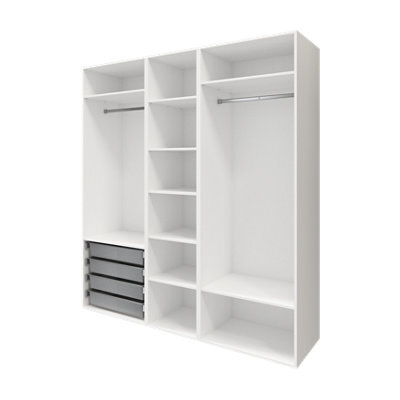 GoodHome Atomia Freestanding White Particle Board Wardrobe, Clothing & Shoes Organiser (H)2250mm (W)2000mm (D)580mm - image 1