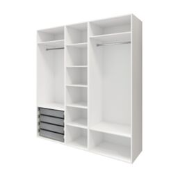 GoodHome Atomia Freestanding White Particle Board Wardrobe, Clothing & Shoes Organiser (H)2250mm (W)2000mm (D)580mm - thumbnail 3