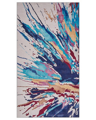 Beliani Studio Abstract Multicolour Rug 80 X 150 Cm - Low Pile Modern Art Print Decorative - image 1