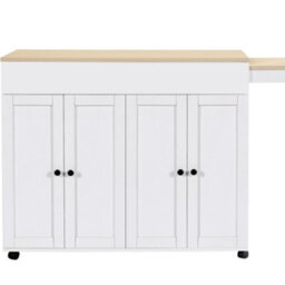 Matteo Modern Extendable Kitchen Island Bar Table - 118-180Cm - White/grey - thumbnail 8