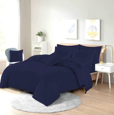 Homes & Linen Easy Care Poly-Cotton Plain Dyed Duvet Cover Set