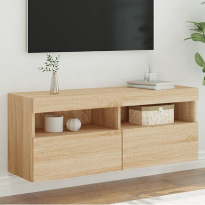 Walplus Tv Wall Cabinet With Led Lights Sonoma Oak 100X30X40 Cm - image 1