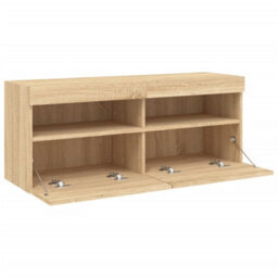 Walplus Tv Wall Cabinet With Led Lights Sonoma Oak 100X30X40 Cm - thumbnail 8