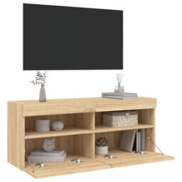 Walplus Tv Wall Cabinet With Led Lights Sonoma Oak 100X30X40 Cm - thumbnail 7