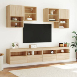 Walplus Tv Wall Cabinet With Led Lights Sonoma Oak 100X30X40 Cm - thumbnail 6