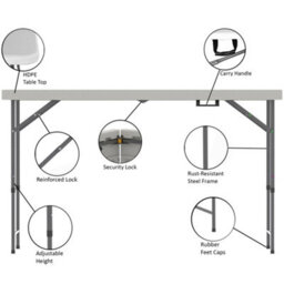 Lassic Home Vida Foldable 4Ft Heavy Duty Folding Camping Picnic Garden Portable Table - thumbnail 6