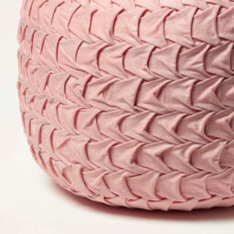 Homescapes Pink Velvet Pouffe, Grace Pleated Velvet Footstool, Ottoman Soft Round Seat For Living Room Or Bedroom - thumbnail 3
