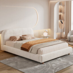 Double Ottoman Storage Bed With Arched Headboard And Rounded Design - thumbnail 5