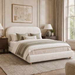 Double Ottoman Storage Bed With Arched Headboard And Rounded Design - thumbnail 1