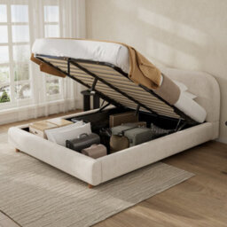 Double Ottoman Storage Bed With Arched Headboard And Rounded Design - thumbnail 3