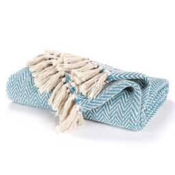 Ehc Cotton Handwoven Reversible Single Sofa Throw Arm Chair Cover 125 X 150 Cm - Teal - thumbnail 1