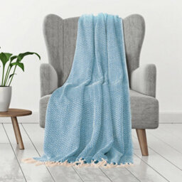 Ehc Cotton Handwoven Reversible Single Sofa Throw Arm Chair Cover 125 X 150 Cm - Teal - thumbnail 2