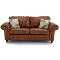 Furnishings For Less UK Oakland 3 Piece Sofa Suite 3 Seater, 2 Seater And Armchair Chesterfield Leather Air Tan - thumbnail 3