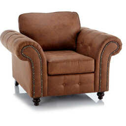 Furnishings For Less UK Oakland 3 Piece Sofa Suite 3 Seater, 2 Seater And Armchair Chesterfield Leather Air Tan - thumbnail 4