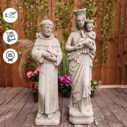 Stone Cast Statues Of Mary With Child And St Francis - thumbnail 3