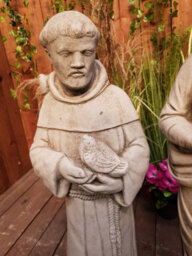 Stone Cast Statues Of Mary With Child And St Francis - thumbnail 6