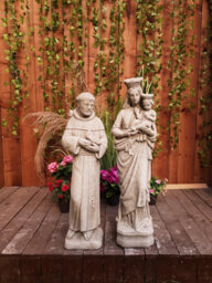 Stone Cast Statues Of Mary With Child And St Francis - thumbnail 7