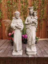 Stone Cast Statues Of Mary With Child And St Francis - thumbnail 5