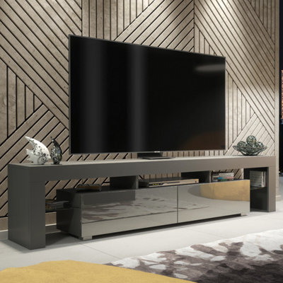 Tv Unit Nova 200Cm - Dark Grey With Gloss Doors - image 1