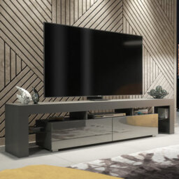 Tv Unit Nova 200Cm - Dark Grey With Gloss Doors - thumbnail 1