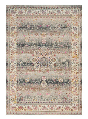 Grey Rug, Luxurious Floral Rug, Traditional Rug, Stain-Resistant Persian Rug For Bedroom, & Dining Room-61Cm X 173Cm (Runner) - image 1