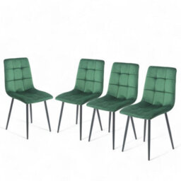 Urbn-Living Urbnliving 87Cm Height Green Plush Velvet Padded Dining Chairs With Metal Legs Home Furniture 4 Pcs - thumbnail 7