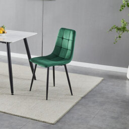 Urbn-Living Urbnliving 87Cm Height Green Plush Velvet Padded Dining Chairs With Metal Legs Home Furniture 4 Pcs - thumbnail 2