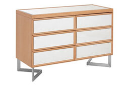 Orsina 6 Drawer Chest With Pine Frame,mirrored Finish Storage Unit For Bedroom,contemporary 6 Compartment Chest - thumbnail 2
