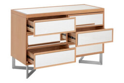 Orsina 6 Drawer Chest With Pine Frame,mirrored Finish Storage Unit For Bedroom,contemporary 6 Compartment Chest - thumbnail 6