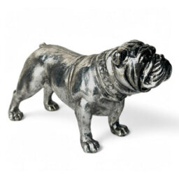Animal Crackers Silver Bulldog Dog Figurine Ornament, Aged Antique Silver Effect, Gift Boxed, 26Cm - thumbnail 4