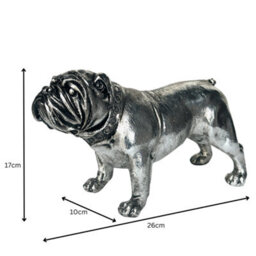 Animal Crackers Silver Bulldog Dog Figurine Ornament, Aged Antique Silver Effect, Gift Boxed, 26Cm - thumbnail 2