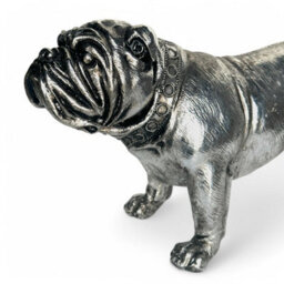 Animal Crackers Silver Bulldog Dog Figurine Ornament, Aged Antique Silver Effect, Gift Boxed, 26Cm - thumbnail 3