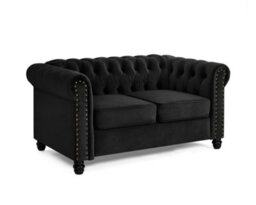 Home Detail Chester 2 Seater Sofa, Black Velvet - thumbnail 2
