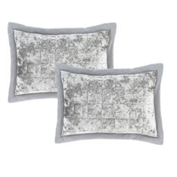 Catherine Lansfield Pillowcases Crushed Velvet Quilted 50X75Cm + Border Pack Of 2 Pillow Cases With Envelope Closure Silver Grey - thumbnail 4