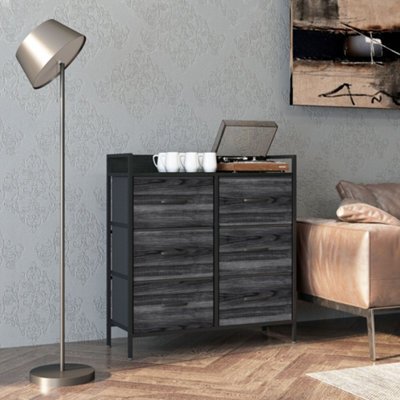 Homcom Bedroom Chest Of Drawers 6 Drawer Dresser W/ Shelf, Black - image 1