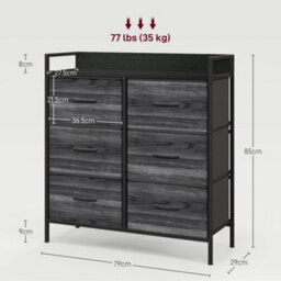 Homcom Bedroom Chest Of Drawers 6 Drawer Dresser W/ Shelf, Black - thumbnail 3