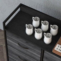 Homcom Bedroom Chest Of Drawers 6 Drawer Dresser W/ Shelf, Black - thumbnail 8