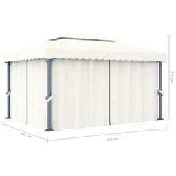 Berkfield Gazebo With Curtain 4X3 M Cream White Aluminium - thumbnail 7
