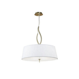 Luminosa Lighting Luminosa Ninette Pendant 4 Light E27, Antique Brass With Ivory White Shades - thumbnail 1