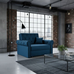 Viva Roma I Armchair Bed With Sleep Function Bedding Storage Metal Legs Wooden Frame 116X85X98Cm Blue - thumbnail 1