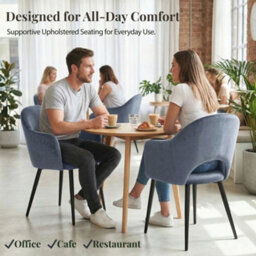 Evre Hailey Grey Velvet Dining Chairs Set Of 2 Upholstered Chairs With Arms & Metal Legs - thumbnail 8