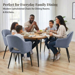 Evre Hailey Grey Velvet Dining Chairs Set Of 2 Upholstered Chairs With Arms & Metal Legs - thumbnail 7