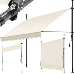Tectake Awning With Hand Crank - Pressure Fitted , Height Adjustable 250 X 180 Cm - Beige