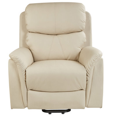 Wyld And Coco Luxora Electric Recliner Armchair With Four-Zone Massage, Heater, Usb And Lift-Assist - Beige Faux Leather - image 1