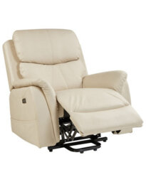 Wyld And Coco Luxora Electric Recliner Armchair With Four-Zone Massage, Heater, Usb And Lift-Assist - Beige Faux Leather - thumbnail 3