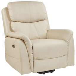 Wyld And Coco Luxora Electric Recliner Armchair With Four-Zone Massage, Heater, Usb And Lift-Assist - Beige Faux Leather - thumbnail 5