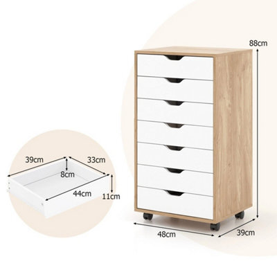 7-Drawer Chest Storage Cabinet Mobile Dresser Organizer With Drawers Wheels - image 1