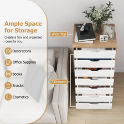 7-Drawer Chest Storage Cabinet Mobile Dresser Organizer With Drawers Wheels - thumbnail 3