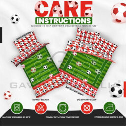 Gc Gaveno Cavailia Kids Printed Goal Red Single Reversible Football Printed Duvet Cover With Matching Pillowcase Bedding Set - thumbnail 4